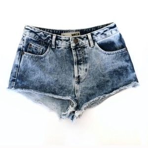 Topshop Acid Wash High Rise Denim Shorts